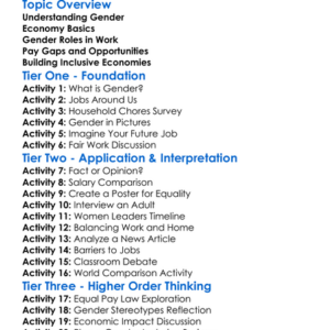 Gender And The Economy Worksheet Activity Booklet