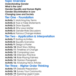 Gender And The Law Worksheet Activity Booklet