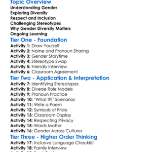 Gender Diversity Worksheet Activity Booklet