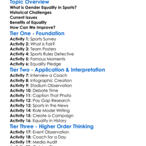 Gender Equality In Sports Worksheet Activity Booklet