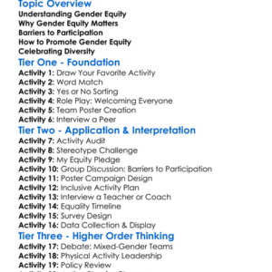 Gender Equity In Physical Activity Worksheet Activity Booklet