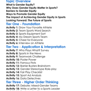 Gender Equity In Sports Worksheet Activity Booklet
