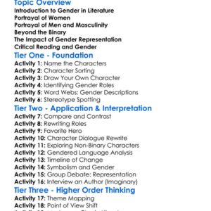 Gender In Literature Worksheet Activity Booklet