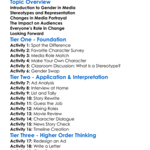 Gender In Media Worksheet Activity Booklet