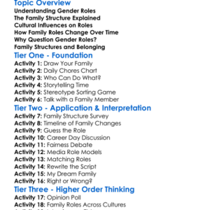 Gender Roles And Family Structure Worksheet Activity Booklet