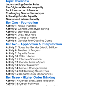 Gender Roles And Gender Inequality Worksheet Activity Booklet