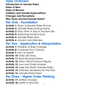 Gender Roles In Ancient Societies Worksheet Activity Booklet
