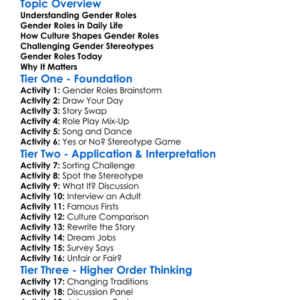 Gender Roles In Culture Worksheet Activity Booklet