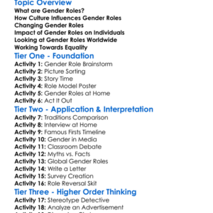 Gender Roles In Cultures Worksheet Activity Booklet