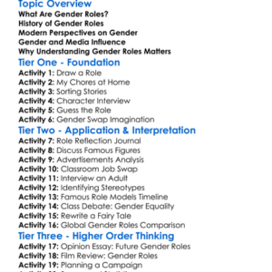Gender Roles In Human Societies Worksheet Activity Booklet
