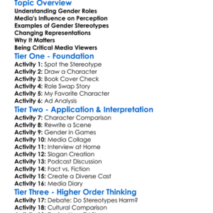 Gender Roles In Media Worksheet Activity Booklet