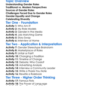 Gender Roles In Societies Worksheet Activity Booklet