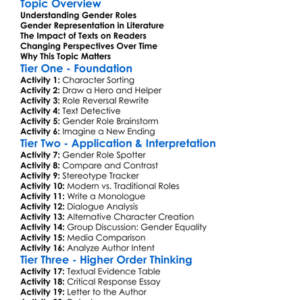 Gender Roles In Texts Worksheet Activity Booklet