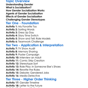 Gender Socialization Worksheet Activity Booklet