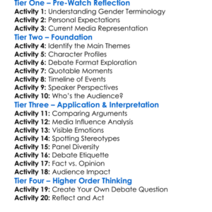 Genderquake The Debate 2018 Worksheet Activity Booklet