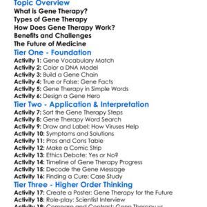 Gene Therapy And Future Medicine Worksheet Activity Booklet
