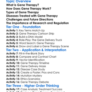 Gene Therapy Worksheet Activity Booklet