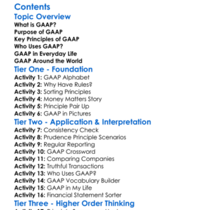 Generally Accepted Accounting Principles Gaap Worksheet Activity Booklet