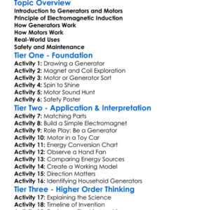 Generators And Motors Worksheet Activity Booklet