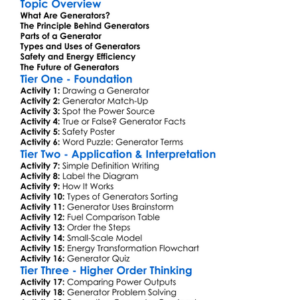 Generators Worksheet Activity Booklet