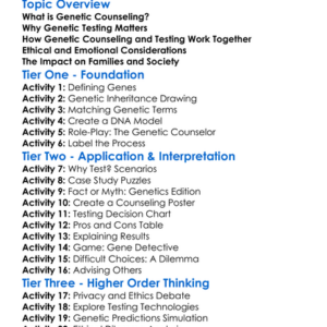 Genetic Counseling And Testing Worksheet Activity Booklet