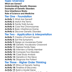 Genetic Diseases And Disorders Worksheet Activity Booklet