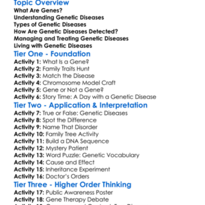 Genetic Diseases Worksheet Activity Booklet