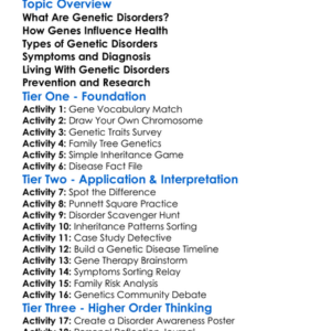 Genetic Disorders And Diseases Worksheet Activity Booklet
