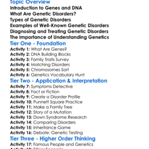 Genetic Disorders And Examples Worksheet Activity Booklet