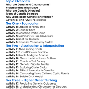 Genetic Disorders And Inheritance Worksheet Activity Booklet