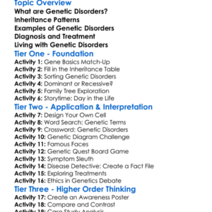 Genetic Disorders In Humans Worksheet Activity Booklet