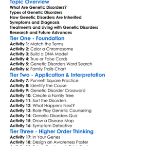 Genetic Disorders Worksheet Activity Booklet