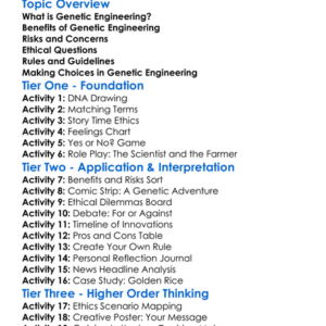 Genetic Engineering Ethics Worksheet Activity Booklet