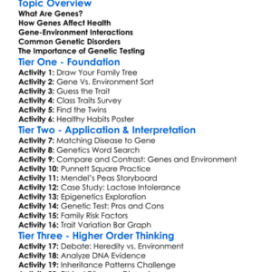 Genetic Influences On Health Worksheet Activity Booklet