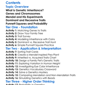 Genetic Inheritance And Mendelian Genetics Worksheet Activity Booklet
