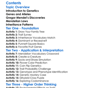 Genetic Inheritance And Mendelian Laws Worksheet Activity Booklet