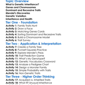 Genetic Inheritance Worksheet Activity Booklet