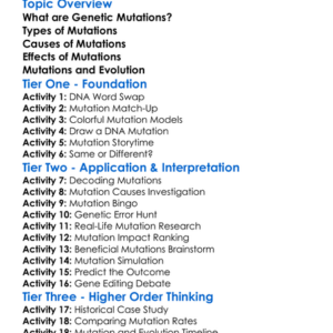 Genetic Mutations And Their Effects Worksheet Activity Booklet