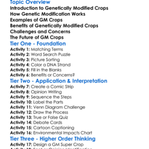 Genetically Modified Crops Worksheet Activity Booklet