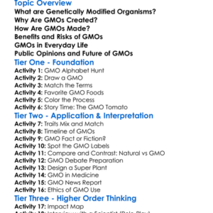 Genetically Modified Organisms Worksheet Activity Booklet