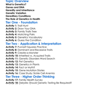 Genetics And Hereditary Conditions Worksheet Activity Booklet