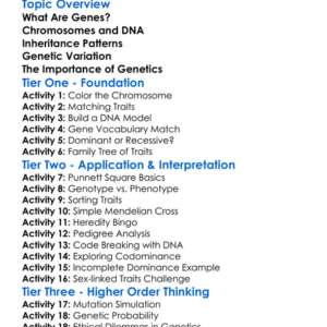 Genetics And Inheritance Patterns Worksheet Activity Booklet