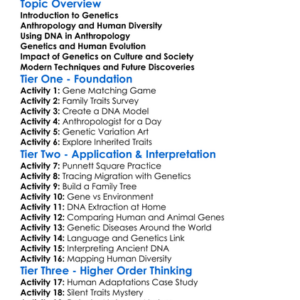 Genetics In Anthropology Worksheet Activity Booklet