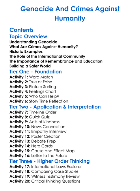Genocide And Crimes Against Humanity Worksheet Activity Booklet