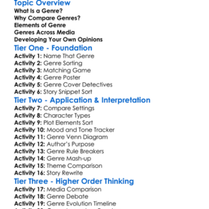 Genre Comparison Worksheet Activity Booklet