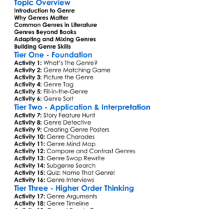 Genre Identification Worksheet Activity Booklet