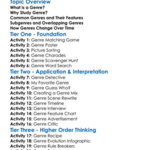 Genre Studies Worksheet Activity Booklet