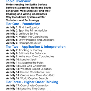 Geographic Coordinate Systems Worksheet Activity Booklet