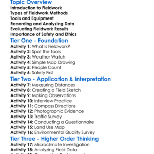 Geographic Fieldwork Methods Worksheet Activity Booklet