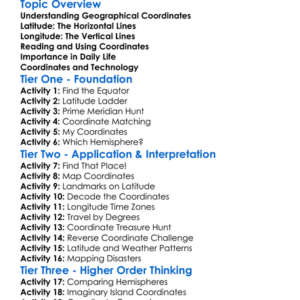 Geographical Coordinates Worksheet Activity Booklet